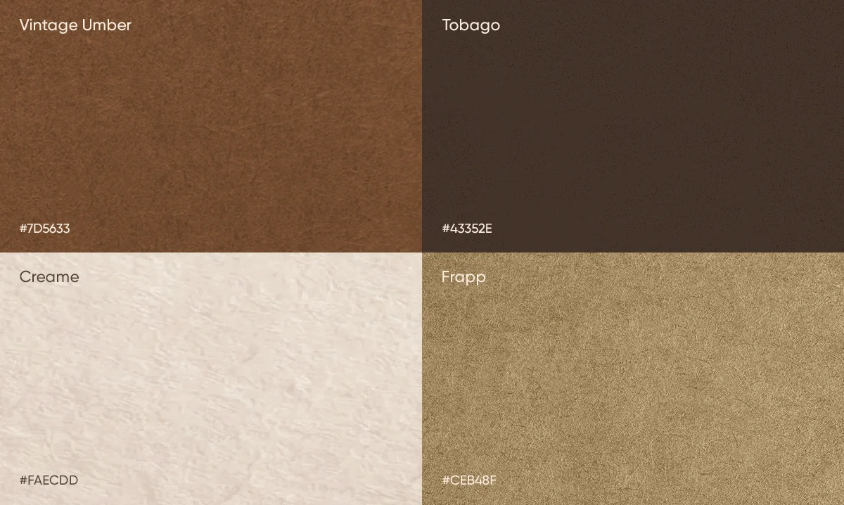 KHAI Hotel corporate brand guidelines color palette showcasing natural earth tones with HEX codes