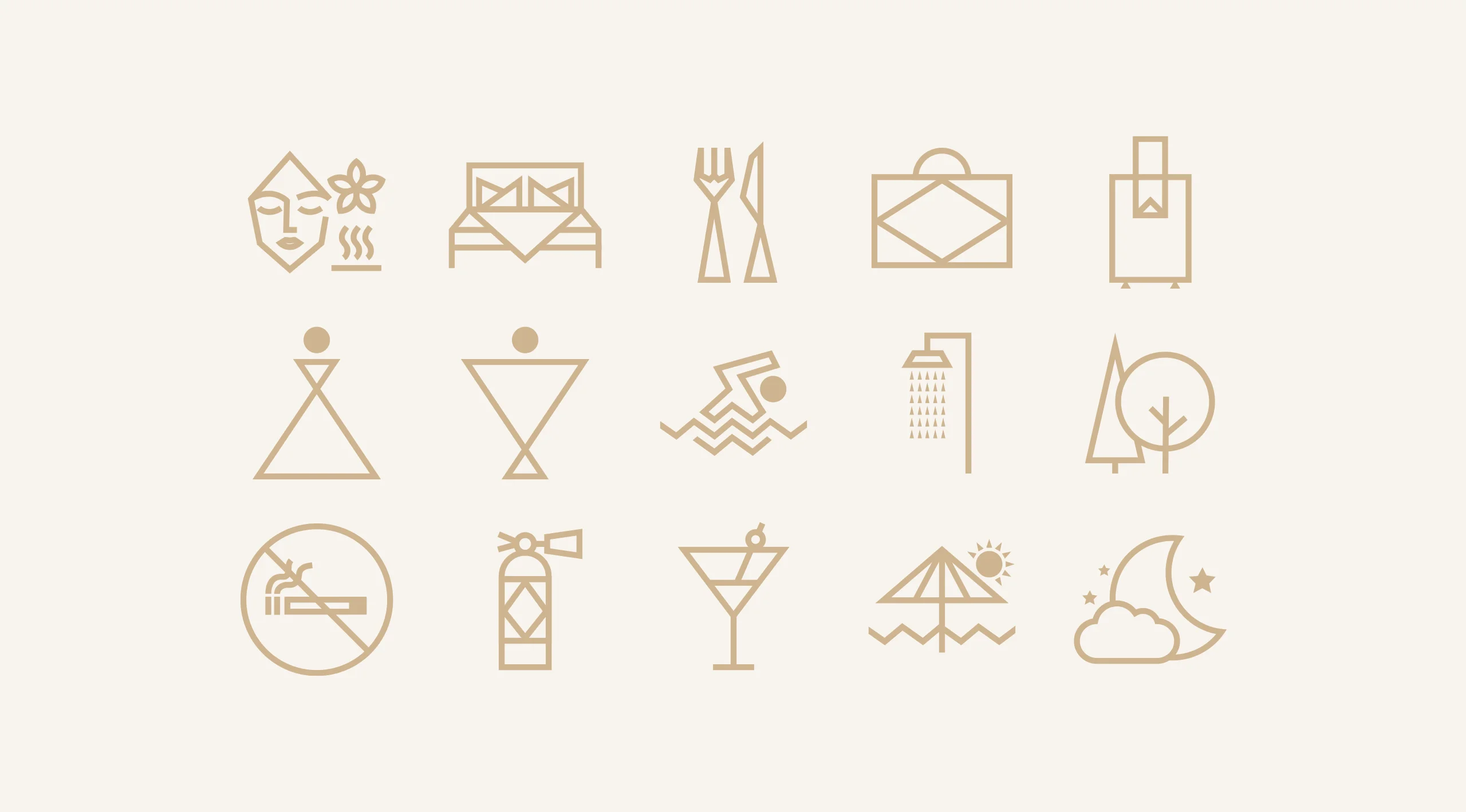 Custom pictograms and hospitality icons designed for KHAI Hotel