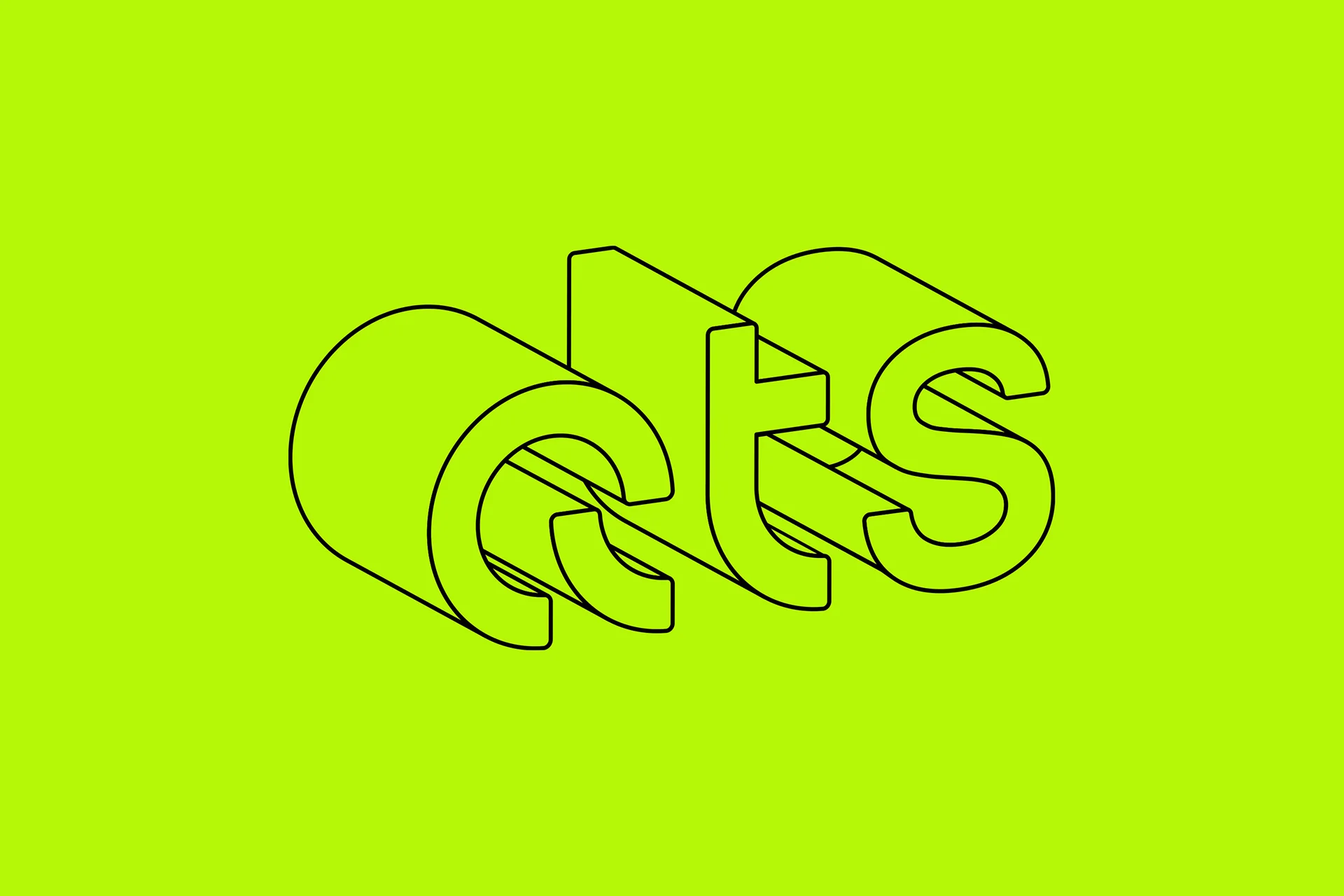 QTS logo design in isometric 3D typography